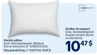 Walmart MAINSTAYS Density pillow offer