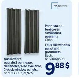 Walmart Faux silk window panel with grommets offer