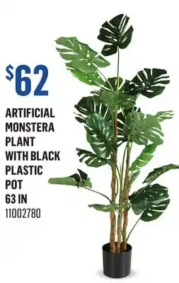 Canac Artificial Monstera Plant with Black Plastic Pot 63 in offer