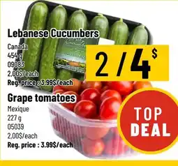 Mayrand Lebanese Cucumbers Grape tomatoes offer