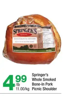 Highland Farms Springer's Whole Smoked Bone-In Pork Picnic Shoulder offer