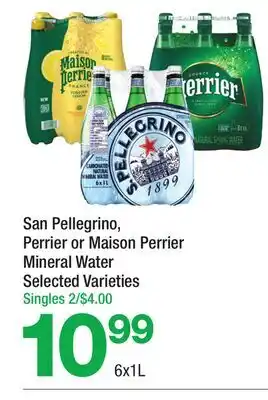 Highland Farms San Pellegrino, Perrier or Maison Perrier Mineral Water offer
