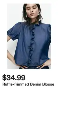 H&M Ruffle-Trimmed Denim Blouse offer