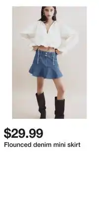 H&M Flounced denim mini skirt offer