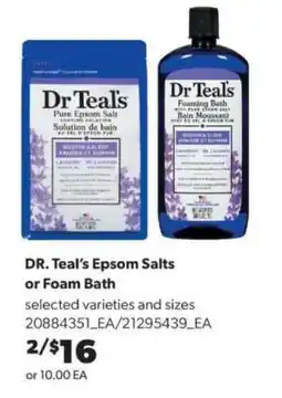 Real Canadian Superstore Dr. Teal’s Epsom Salts or Foam Bath offer