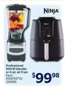 Walmart Ninja Professional 900 W Blender or 4-qt. Air Fryer offer