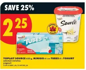 No Frills Yoplait Source, Minigo, Tubes Yogurt offer