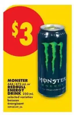 No Frills Monster or Redbull Energy Drink offer