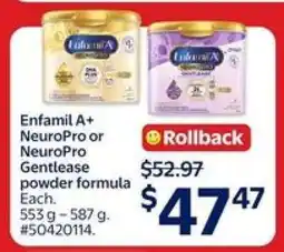 Walmart Enfamil A+ NeuroPro or NeuroPro Gentlease Powder Formula offer