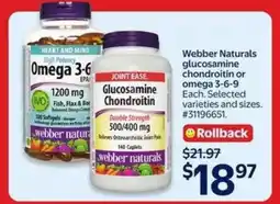 Walmart Webber Naturals Glucosamine Chondroitin or Omega 3-6-9 offer
