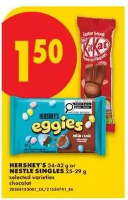 No Frills HERSHEY'S or NESTLE SINGLES offer