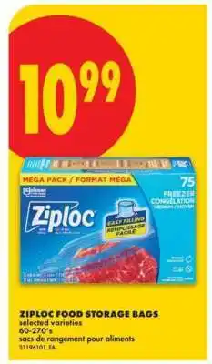 No Frills ZIPLOC FOOD STORAGE BAGS offer