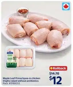 Walmart Maple Leaf Prime bone-in chicken thighs offer