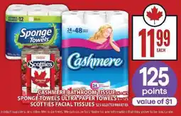 Food Basics Cashmere Bathroom Tissue, Sponge Towels Ultra Paper Towels, Scotties Facial Tissues offer