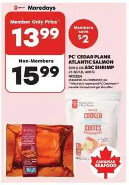 Real Canadian Superstore PC Cedar Plank Atlantic Salmon or ASC Shrimp offer