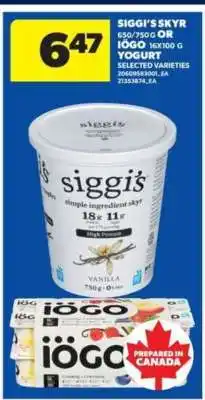 Real Canadian Superstore Siggi's Skyr or Iögo Yogurt offer