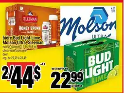 Super C biere Bud Light Lime, Molson Ultra, Sleeman offer