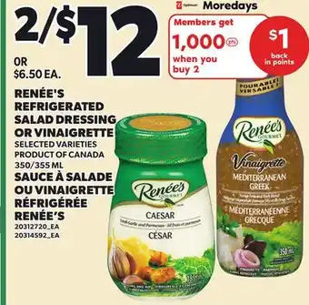 Independent City Market RENÉE'S REFRIGERATED SALAD DRESSING OR VINAIGRETTE, 350/355 ML offer
