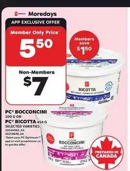 Independent City Market PC BOCCONCINI, 200 g or PC RICOTTA, 454 G offer