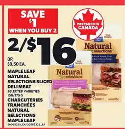 Independent City Market MAPLE LEAF NATURAL SELECTIONS SLICED DELI MEAT, 150/175 G offer