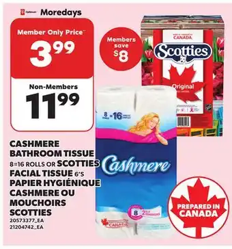 Independent City Market CASHMERE BATHROOM TISSUE, 8=16 ROLLS OR SCOTTIES FACIAL TISSUE, 6'S offer