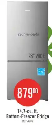The Brick Hisense 27.7 14.7 Cu. Ft. Bottom-Mount Refrigerator - Titanium - RB15A2CSE offer
