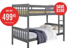 The Brick Miko Bunk Bed with Ladder & Guard Rail for Kids, Grey - Twin/Twin offer