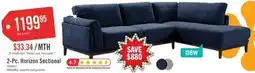 The Brick Horizon 2-Piece Right-Facing Fabric Sectional with Wood Base and Legs - Navy offer