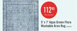 The Brick 5' x 7' Aqua Green Flora Washable Area Rug offer
