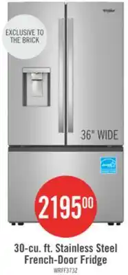 The Brick Whirlpool 36 30 Cu. Ft. French-Door Refrigerator with Dual Ice Makers - Stainless Steel - WRFF3736SZ offer