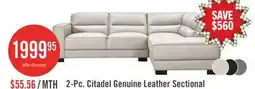 The Brick Citadel 2-Piece Left-Facing Top-Grain Genuine Leather Sectional with Wood Legs - Frost White offer