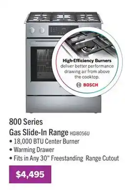 The Brick Bosch 4.8 Cu. Ft. 800 Series Slide-In Gas Range - HGI8056UC offer