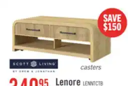 The Brick Scott Living Lenore 48 Modern Coffee Table with Storage, Shelf and Casters - Natural offer