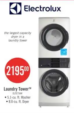 The Brick Electrolux 5.1/8.0 Cu. Ft. Front-Load Laundry Tower - White - ELTE730CAW offer