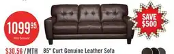 The Brick Curt 85 Genuine Leather Sofa with Button Tufting - Brown offer