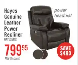 The Brick Hayes 38 Genuine Leather Power Reclining Chairs with Adjustable Headrest - Brown offer