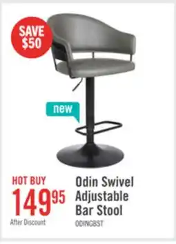 The Brick Odin Barstool with Swivel & Adjustable Seat, Vegan Leather Fabric, 24.5-32.5H, Metal - Grey offer