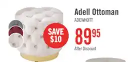 The Brick Adell 17 Round Fabric Ottoman with Gold Base - White offer