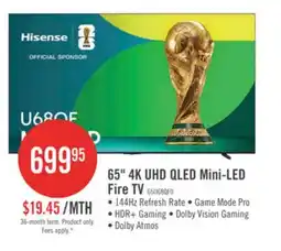 The Brick HISENSE 65 U68QF Mini-LED QLED 4K UHD AI Fire TV (65U68QF) offer