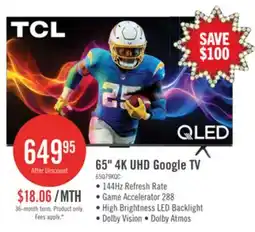 The Brick TCL 65 Q79K QLED 4K UHD Smart Google TV (65Q79K) – 2025 Model offer