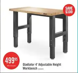 The Brick Gladiator 4' Adjustable Height Hardwood Workbench - Hammered Granite offer