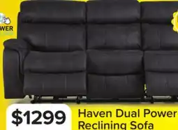 Leon's Haven Dual Power Reclining Sofa - Grey offer