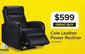 Leon's Cole Leather Power Recliner - Black offer