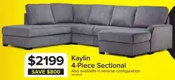 Leon's Kaylin 4-Piece Sectional with Right-Facing Chaise - Grey offer
