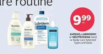Rexall AVEENO, LUBRIDERM or NEUTROGENA Hand or Body Care offer