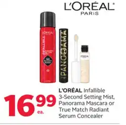 Rexall L'ORÉAL Infallible 3-Second Setting Mist, Panorama Mascara or True Match Radiant Serum Concealer offer