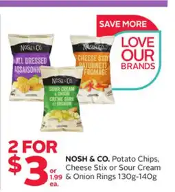 Rexall NOSH & CO. Potato Chips, Cheese Stix or Sour Cream & Onion Rings 130g-140g offer