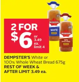 Rexall DEMPSTER'S White or 100% Whole Wheat Bread offer