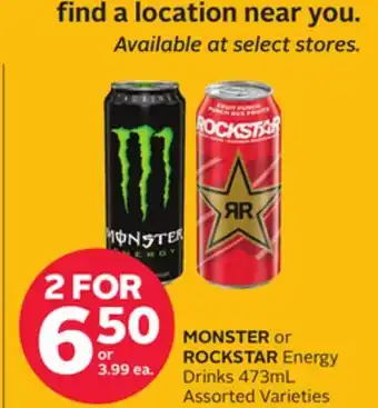 Rexall MONSTER or ROCKSTAR Energy Drinks offer