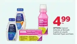 Rexall OPTION + Calcium Antacids or Bismuth Caplets or Liquids offer